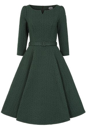 Gladys Embossed Floral Swing Dress in Plus Size